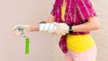 Redecorating. Painting walls with paint-roller Royalty Free Stock Photo