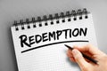 Redemption text on notepad, concept background Royalty Free Stock Photo