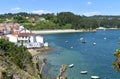 Small fishing village with boats and beach. Redes, Galicia, Spain. Royalty Free Stock Photo