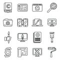 Redesign icons set outline vector. Artist brief