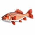 3d Sticker Of Redfish On White Background