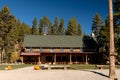 Redfish Lake Lodge made of logs in an Idaho forest