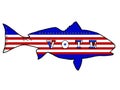 Redfish Silhouette With American Flag Design and Colorful Vote Letters