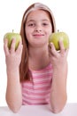 Redhaired girl with green apple