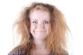Redhaired uncombed freak woman . Royalty Free Stock Photo