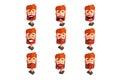 Redhead bearded man with emotional face set, male avatar with facial expression vector Illustrations on a white