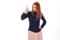 Redhead beautiful woman threatening finger Royalty Free Stock Photo
