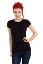 Redhead with blank black shirt Royalty Free Stock Photo