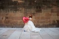 Redhead bride with a big balloon Royalty Free Stock Photo