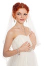 Redhead bride isolated on white Royalty Free Stock Photo