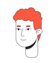 Redhead curly hair cheerful man 2D linear cartoon character head