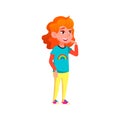 redhead cute girl look at attractive attraction in park cartoon vector