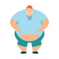 Redhead Fat guy. Glutton Thick man. vector illustration