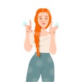 Redhead Female Showing Finger Gun as Positive Mimic Hand Gesture Vector Illustration