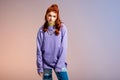 Redhead female teenager in bad mood Royalty Free Stock Photo