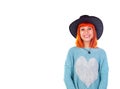 Redhead girl with cawboy hat Royalty Free Stock Photo