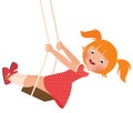 Redhead girl on a swing
