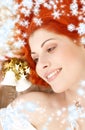 Redhead girl with white christ Royalty Free Stock Photo