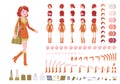Redhead lady character creation set