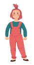 Redhead little toddler girl with ponytail wearing overalls Royalty Free Stock Photo
