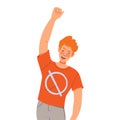 Redhead Man Raising His Hand Up and Shouting Supporting Street Protest Against Human Rights Violation Vector