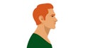 Redhead Man. A young, attractive man. Portrait side view. Modern illustration of a father, brother, uncle. Red-haired Irishman,