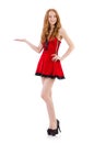 Redhead in red dress Royalty Free Stock Photo