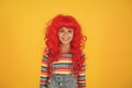 Redhead stereotypes. Redheads are not some creatures with magical soul sucking powers. Crazy redhead wig. Messy Royalty Free Stock Photo