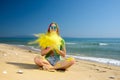 Holi girl on beach