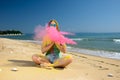 Holi girl on beach