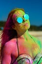 Holi girl on beach