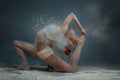 Redhead woman dancer in dust Royalty Free Stock Photo