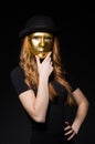 Redhead woman iwith mask Royalty Free Stock Photo