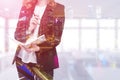 Redhead woman with a notebook in her office Royalty Free Stock Photo