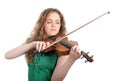 Redhead woman play violin