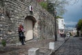 Redhead woman on a street in Montmartre