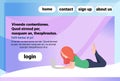 Redhead woman using laptop lying pose faceless profile silhouette female cartoon character horizontal copy space full