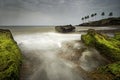 Redi beach, a panoramic view lined with coconut trees, Sindhudurga, Maharashtra, India Royalty Free Stock Photo