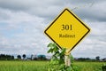 301 Redirect street sign and rices field in the background Royalty Free Stock Photo