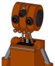 Redish-Orange Mech With Multi-Toroid Head And Pipes Mouth And Three-Eyed