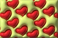 Redk inflated hearts on yellow background, 3D rendering illustration Royalty Free Stock Photo