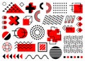 Vector red and black memphis set isolated on white background. Royalty Free Stock Photo