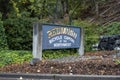 Redmond, WA USA - circa August 2021: Angled view of the Redmond Bicycle Capital of the Northwest sign near Lake Sammamish