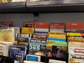 Redmond, WA USA - circa 2022: Close up view of music sheet song books for sale inside a Guitar Center store Royalty Free Stock Photo