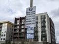 Redmond, WA USA - circa March 2021: Angled view of a Public Parking fee list sign on a pay-to-park lot downtown Royalty Free Stock Photo