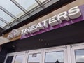 Redmond, WA USA - circa March 2021: Low angle view of iPic Theaters sign in downtown Redmond