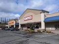 Redmond, WA USA - circa March 2021: Street view of the exterior to a Staples Office Supply store in the downtown area Royalty Free Stock Photo