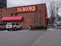 Redmond, WA USA - circa March 2021: Street view of Half Price Books retail store in downtown Redmond
