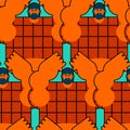 Redneck seamless pattern. Angry bearded man in shirt background.