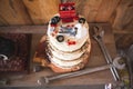 Redneck wedding cake topper with mechanic groom Royalty Free Stock Photo